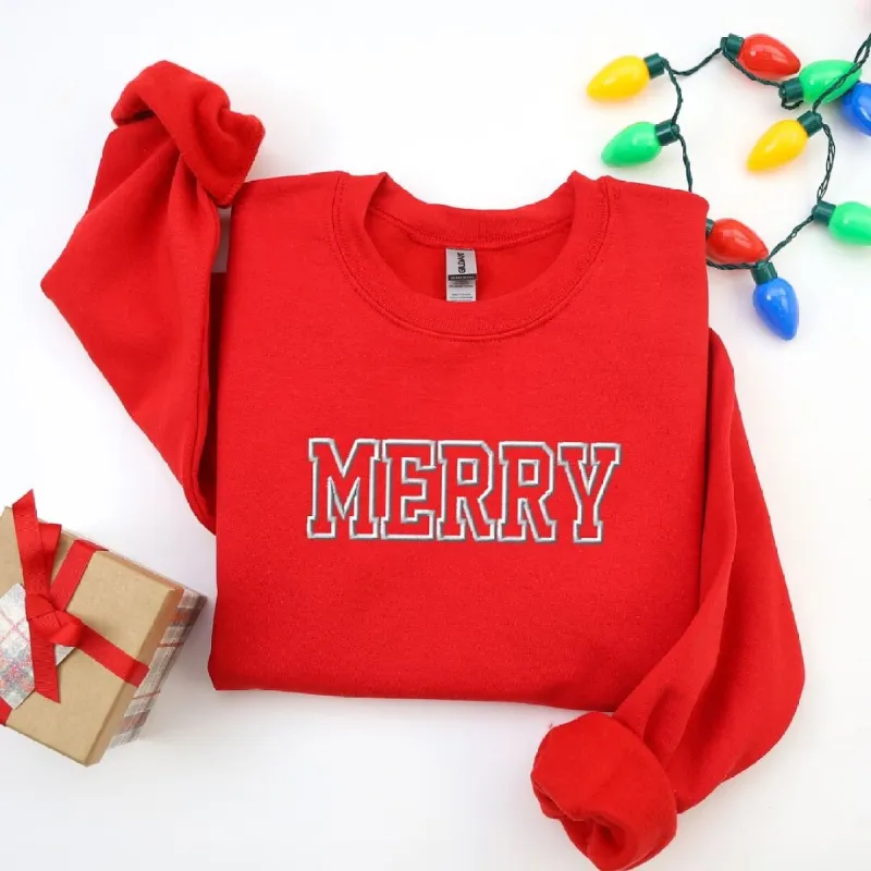 Embroidered Merry Graphic Sweatshirt sold by Zulily