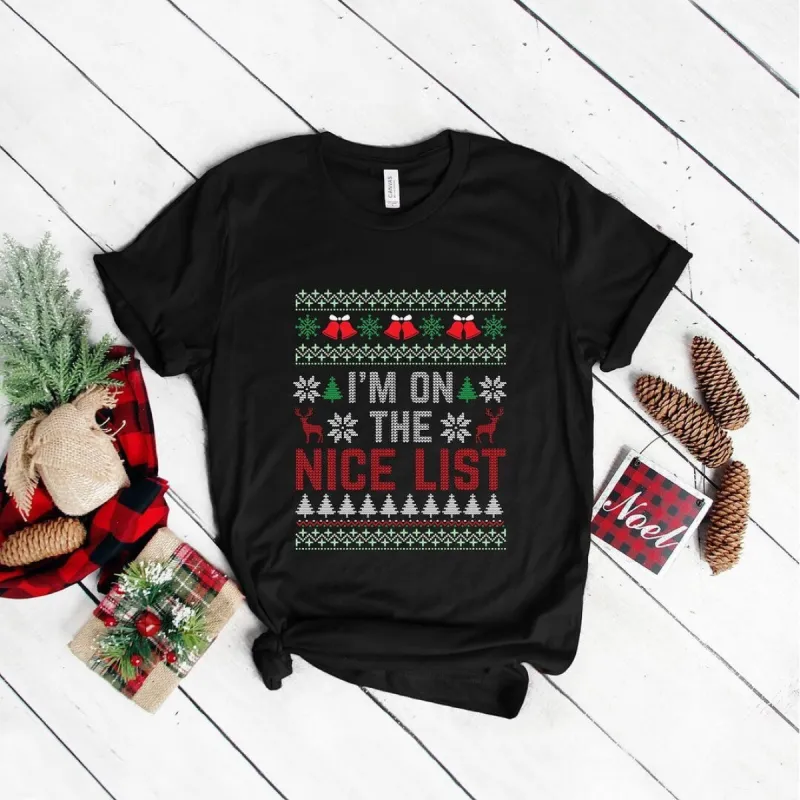 I'm On The Nice List Short Sleeve Crewnneck Tee sold by Zulily