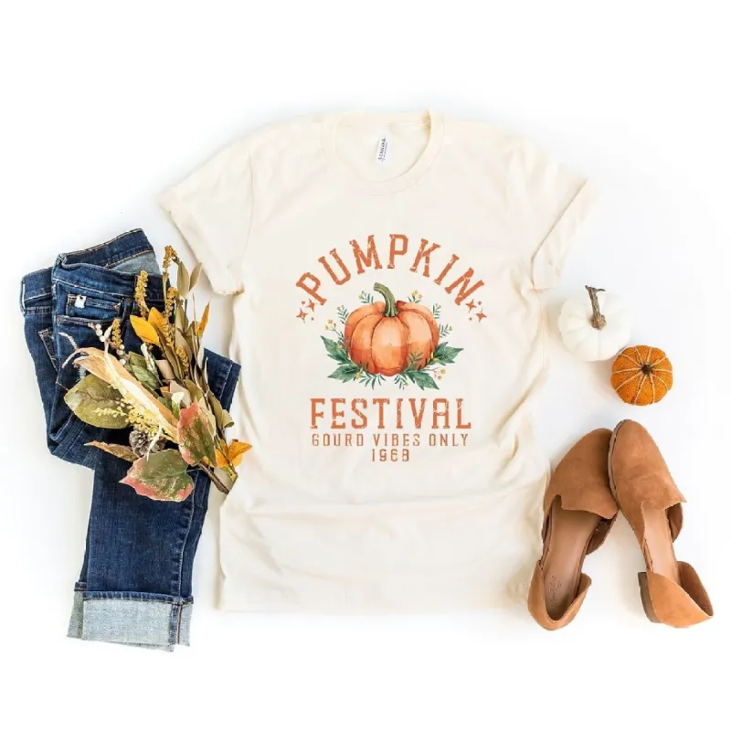 Pumpkin Gourd Vibes Only Short Sleeve Crewnneck Tee sold by Zulily
