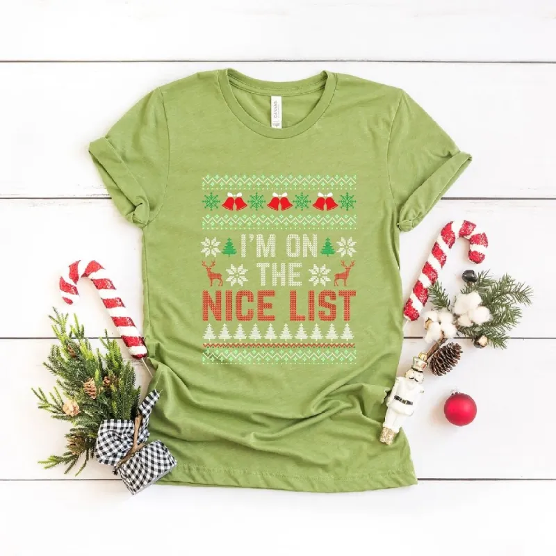 I'm On The Nice List Short Sleeve Crewnneck Tee sold by Zulily