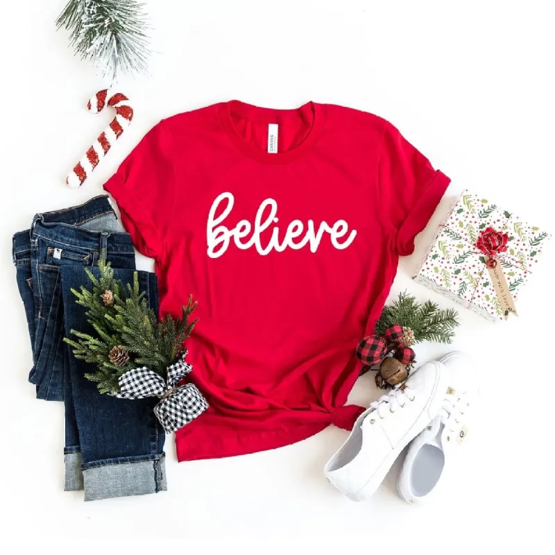 Believe Bold Cursive Short Sleeve Crewnneck Tee sold by Zulily