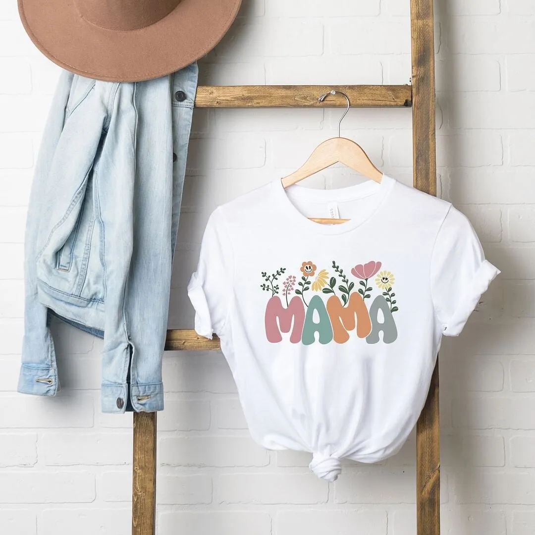 Mama Flowers Colorful Short Sleeve Crewnneck Tee sold by Zulily