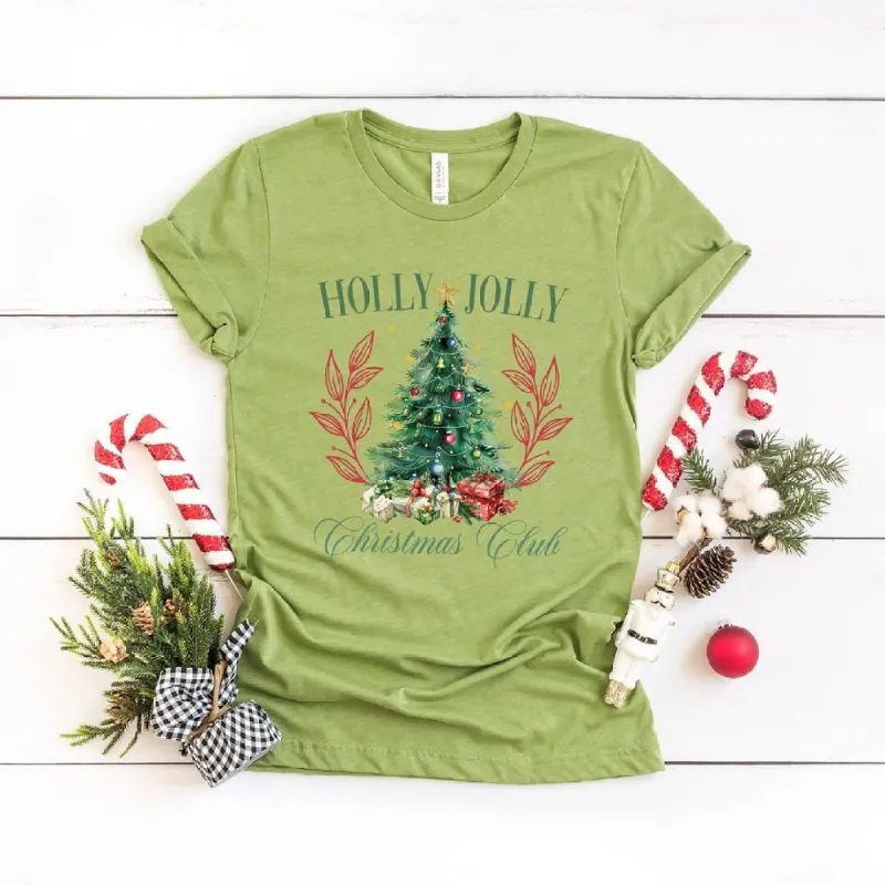 Holly Jolly Christmas Club Short Sleeve Crewnneck Tee sold by Zulily