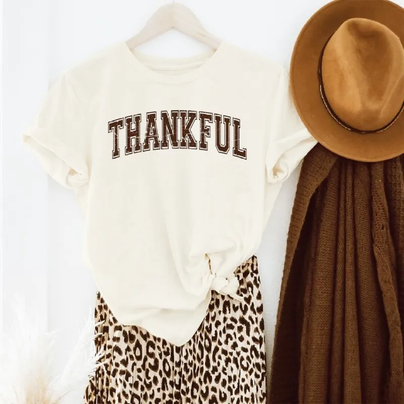 Thankful Varsity Short Sleeve Crewnneck Tee sold by Zulily
