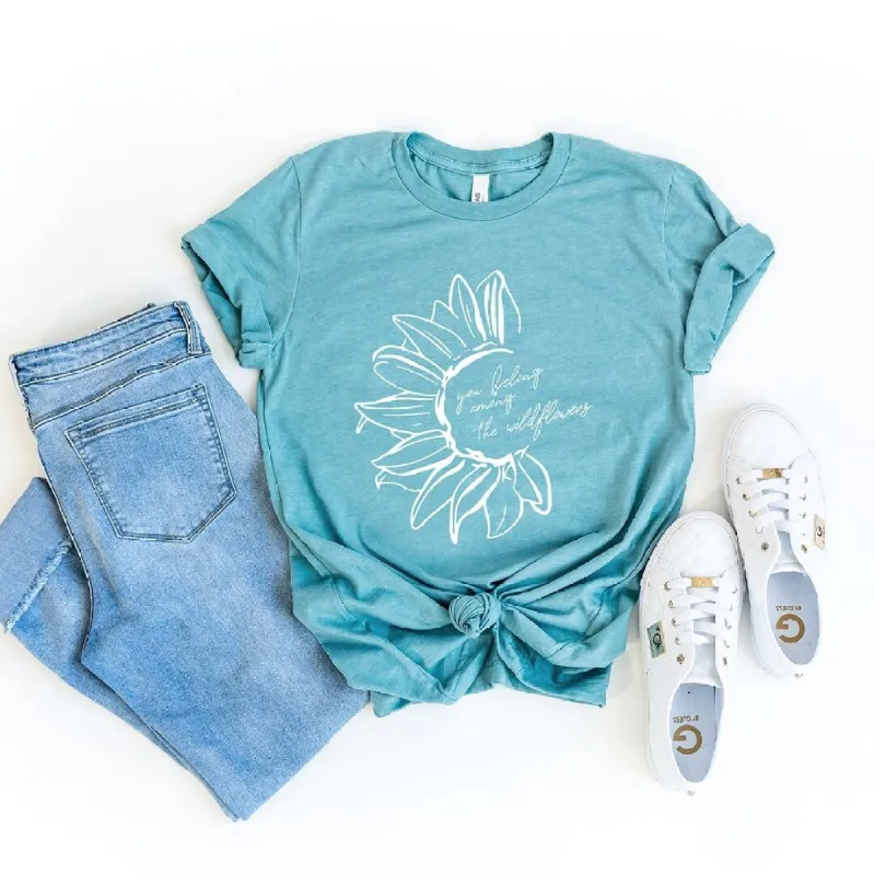 You Belong Among The Wildflowers Flower Short Sleeve Crewnneck Tee sold by Zulily