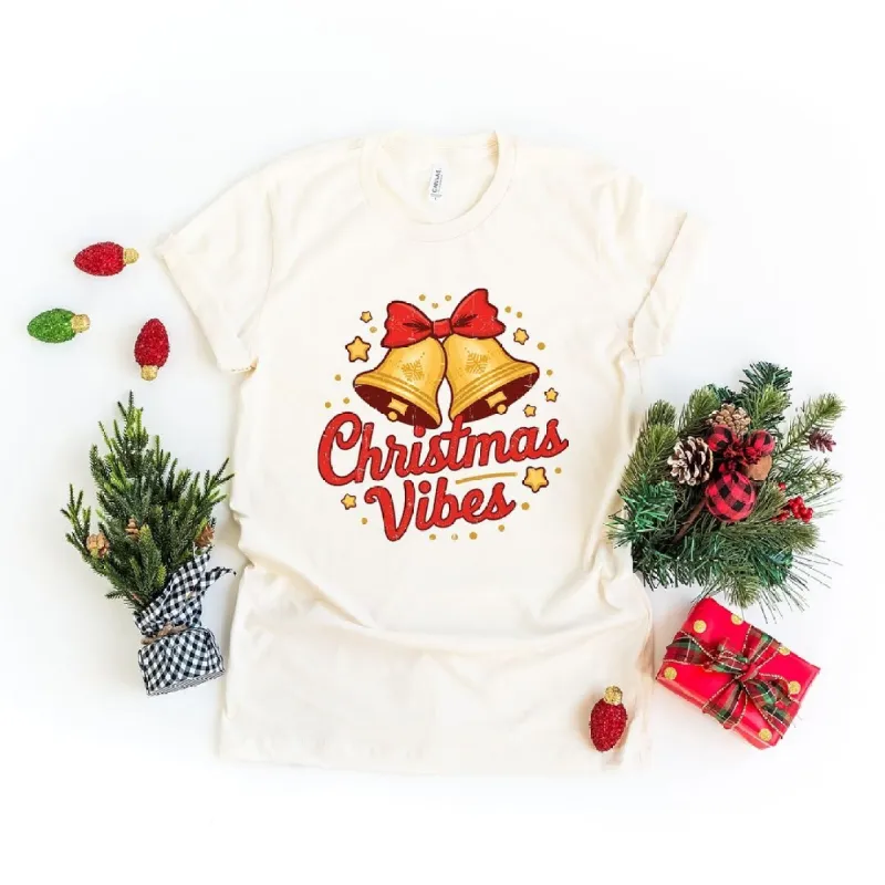 Christmas Vibes Bells Short Sleeve Crewnneck Tee sold by Zulily