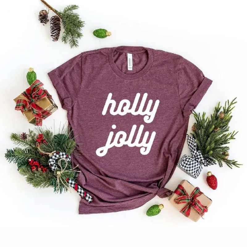 Holly Jolly Bold Cursive Short Sleeve Crewnneck Tee sold by Zulily