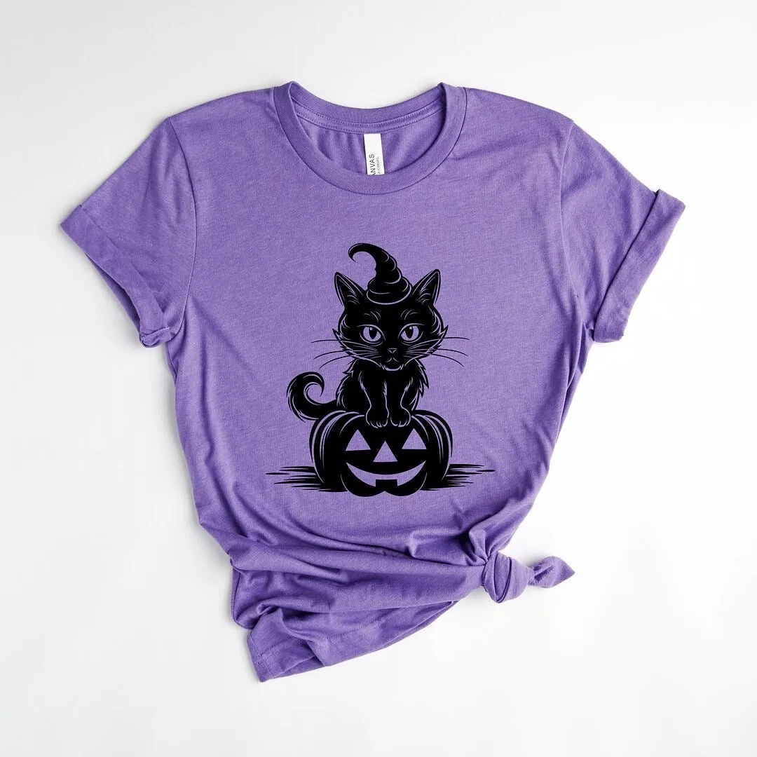 Cat Perched On A Pumpkin Short Sleeve Crewnneck Tee sold by Zulily product image thumbnail 2