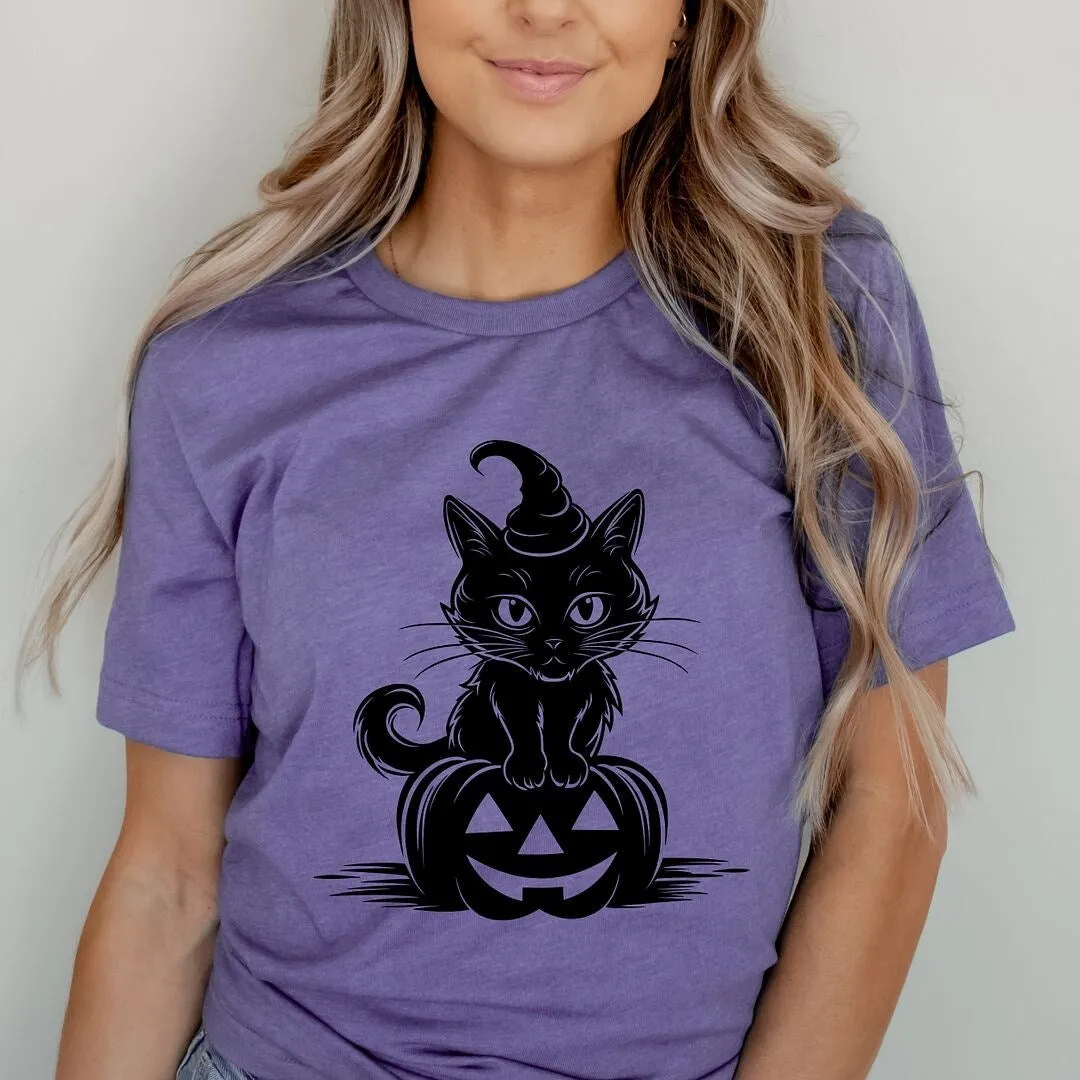Cat Perched On A Pumpkin Short Sleeve Crewnneck Tee sold by Zulily product image thumbnail 3