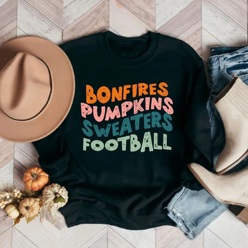 Bonfires Pumpkins Sweaters Football Sweatshirt sold by Zulily