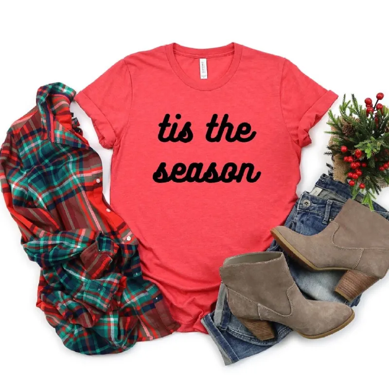 Tis The Season Bold Cursive Short Sleeve Crewnneck Tee sold by Zulily