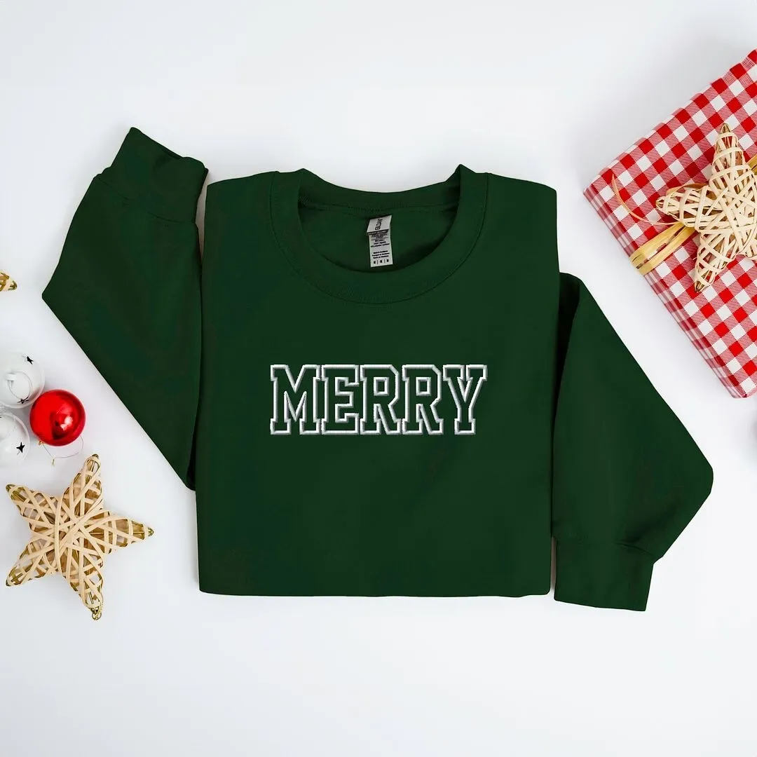 Embroidered Merry Graphic Sweatshirt sold by Zulily