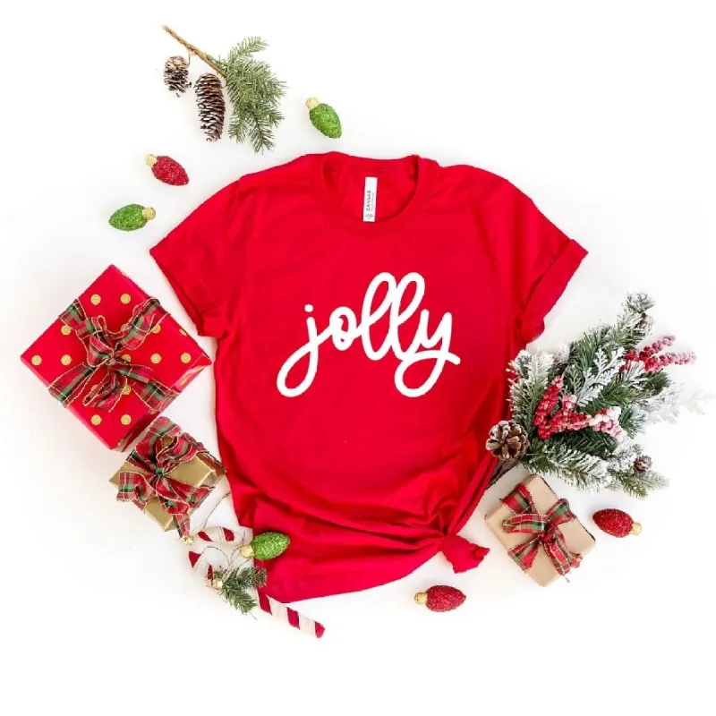 Jolly Bold Cursive Short Sleeve Crewnneck Tee sold by Zulily