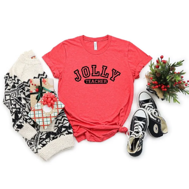 Jolly Teacher Varsity Short Sleeve Crewnneck Tee sold by Zulily
