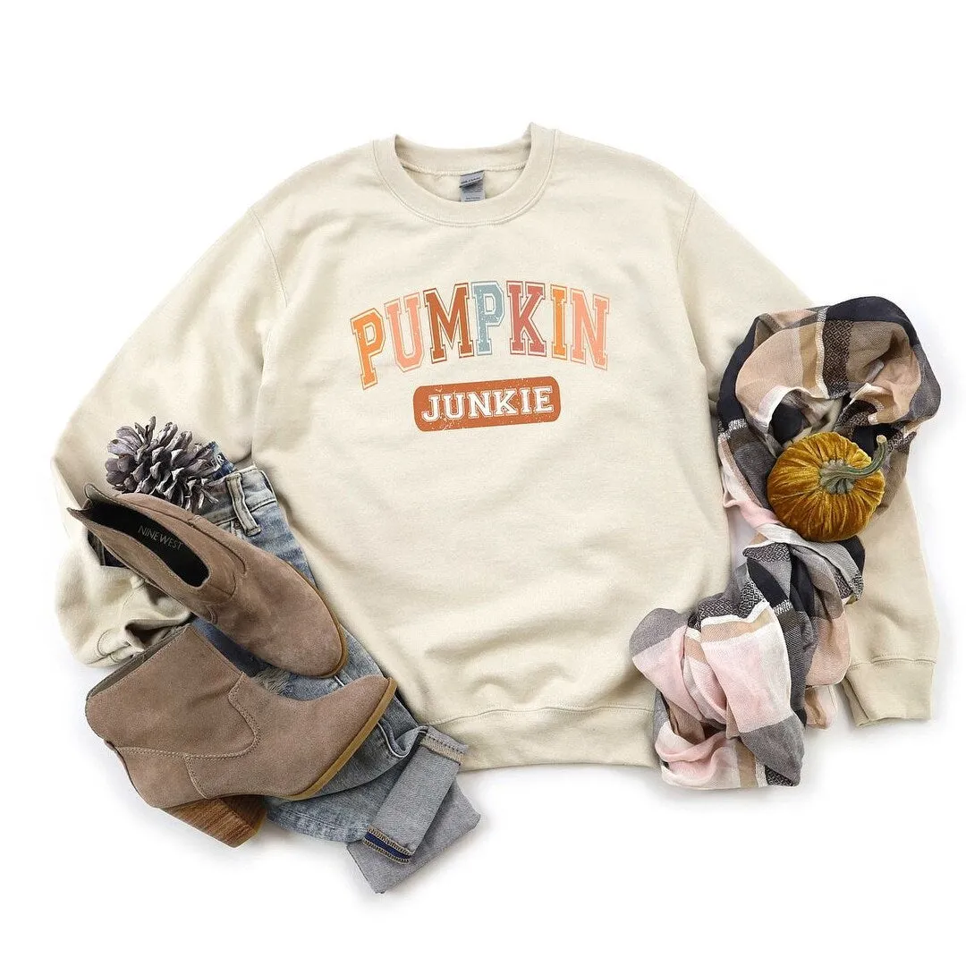 Varsity Pumpkin Junkie Sweatshirt sold by Zulily