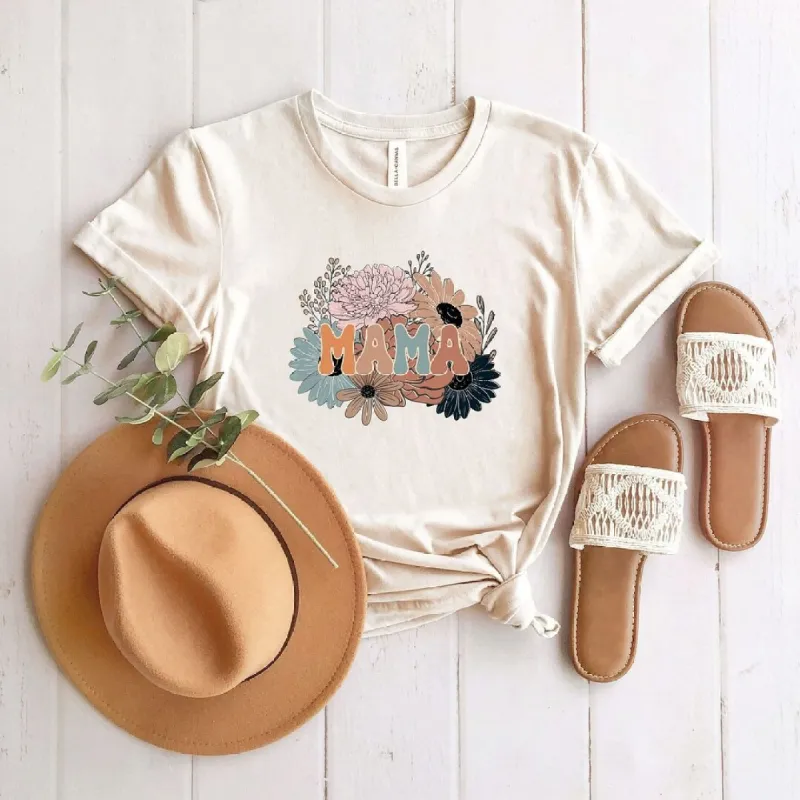 Mama Colorful Flower Bouquet Short Sleeve Crewnneck Tee sold by Zulily