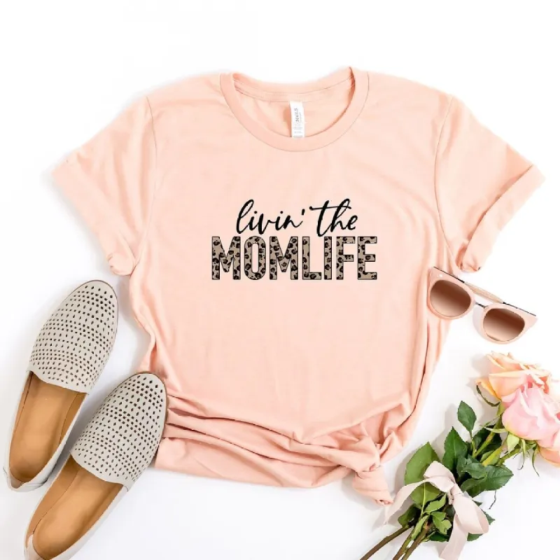 Livin' The Mom Life Leopard Short Sleeve Crewnneck Tee sold by Zulily