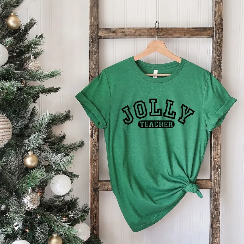 Jolly Teacher Varsity Short Sleeve Crewnneck Tee sold by Zulily