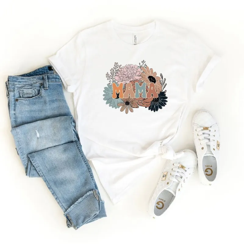 Mama Colorful Flower Bouquet Short Sleeve Crewnneck Tee sold by Zulily