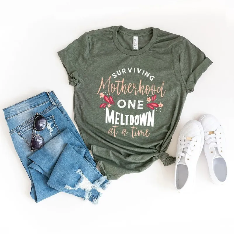 Surviving Motherhood Colorful Short Sleeve Crewnneck Tee sold by Zulily