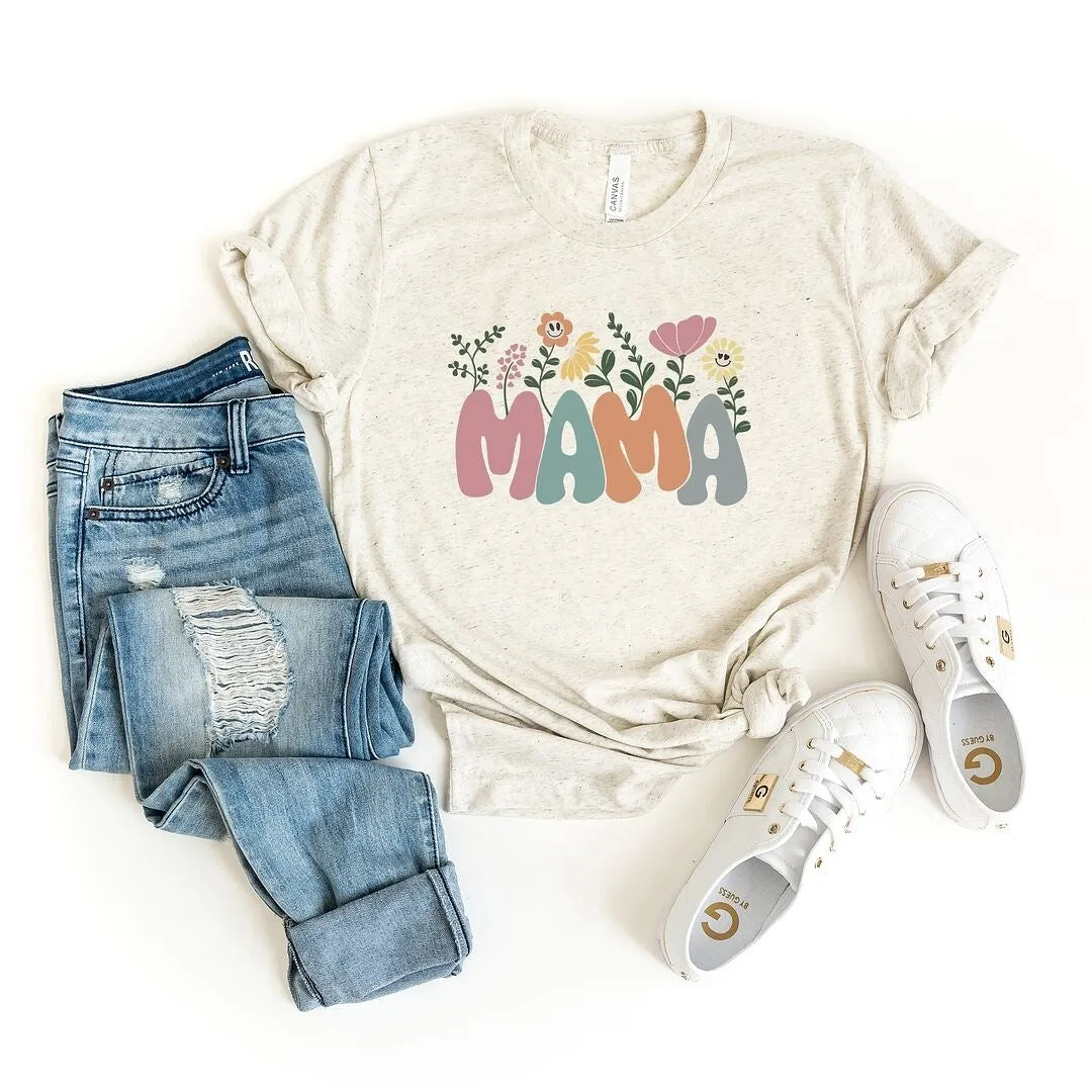 Mama Flowers Colorful Short Sleeve Crewnneck Tee sold by Zulily