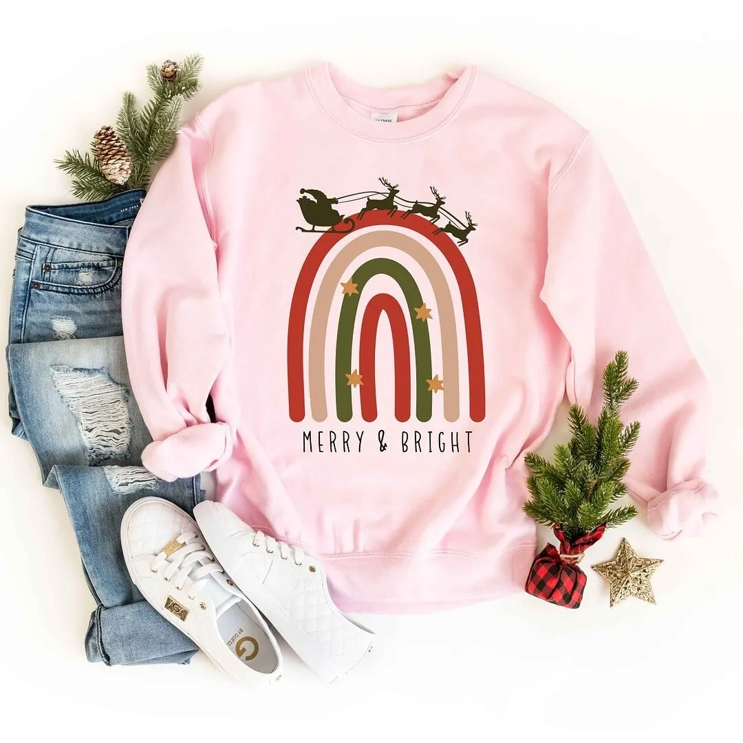 Boho Merry And Bright Rainbow Graphic Sweatshirt sold by Zulily