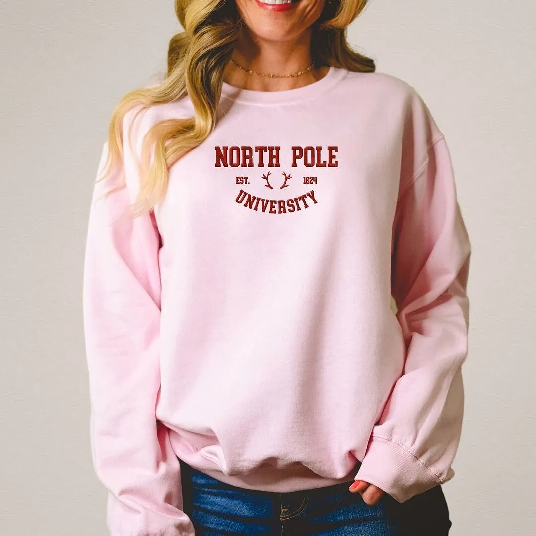 Embroidered North Pole University Graphic Sweatshirt sold by Zulily product image thumbnail 3