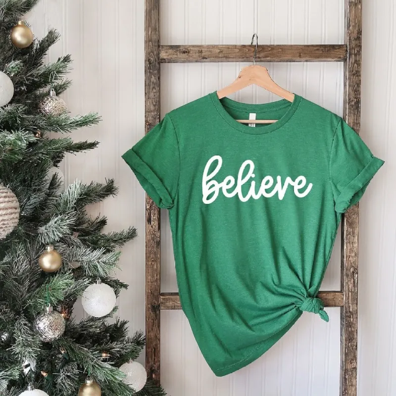 Believe Bold Cursive Short Sleeve Crewnneck Tee sold by Zulily
