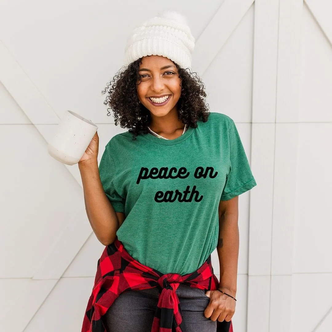 Peace On Earth Bold Cursive Short Sleeve Crewnneck Tee sold by Zulily product image thumbnail 3