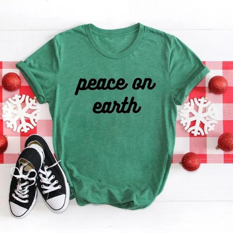 Peace On Earth Bold Cursive Short Sleeve Crewnneck Tee sold by Zulily