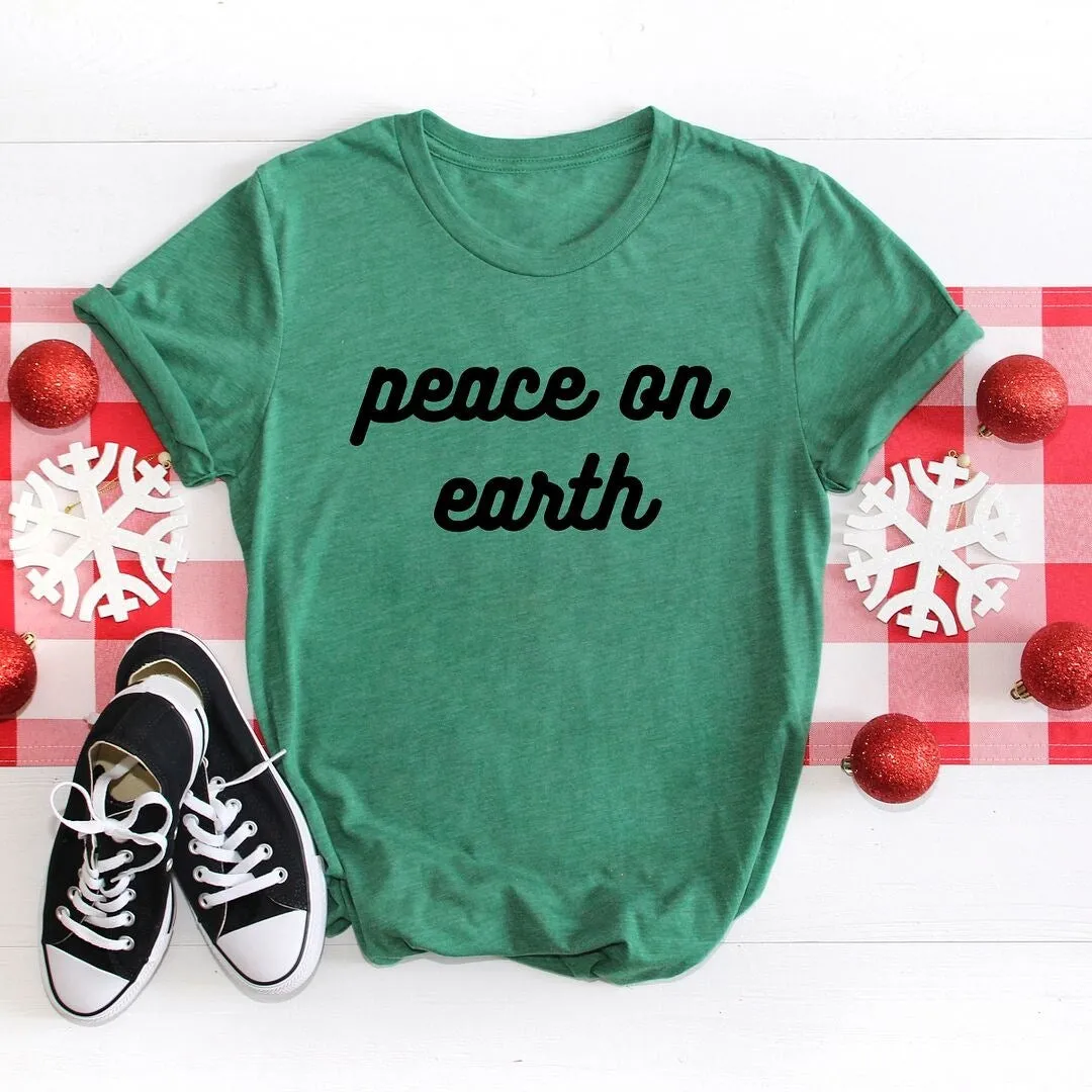 Peace On Earth Bold Cursive Short Sleeve Crewnneck Tee sold by Zulily
