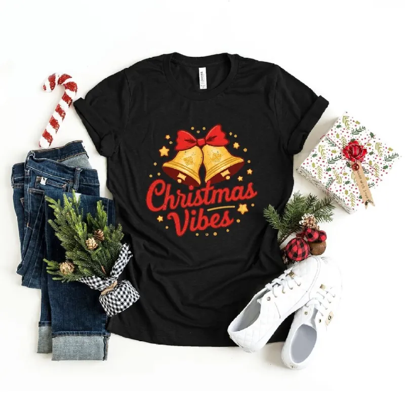 Christmas Vibes Bells Short Sleeve Crewnneck Tee sold by Zulily