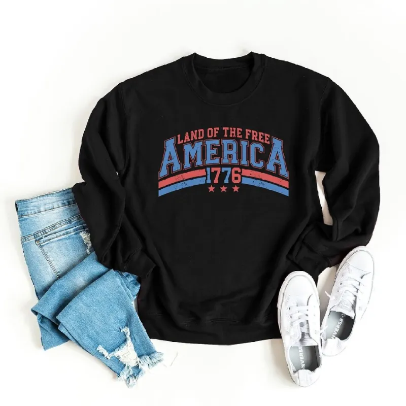 Land of the Free America Curved Graphic Sweatshirt sold by Zulily