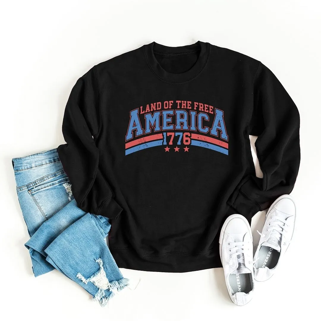 Land of the Free America Curved Graphic Sweatshirt sold by Zulily