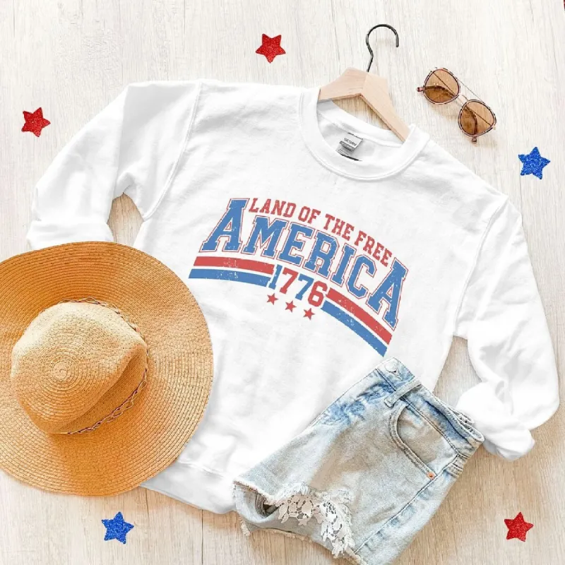 Land of the Free America Curved Graphic Sweatshirt sold by Zulily