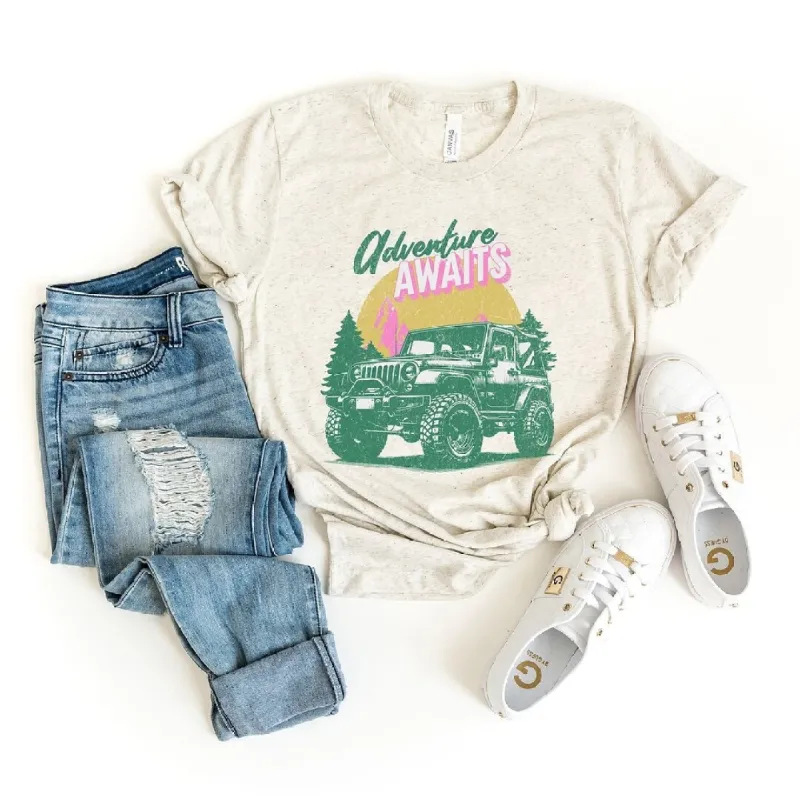 Adventure Awaits Jeep Short Sleeve Crewnneck Tee sold by Zulily