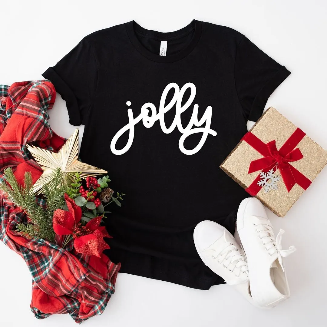 Jolly Bold Cursive Short Sleeve Crewnneck Tee sold by Zulily