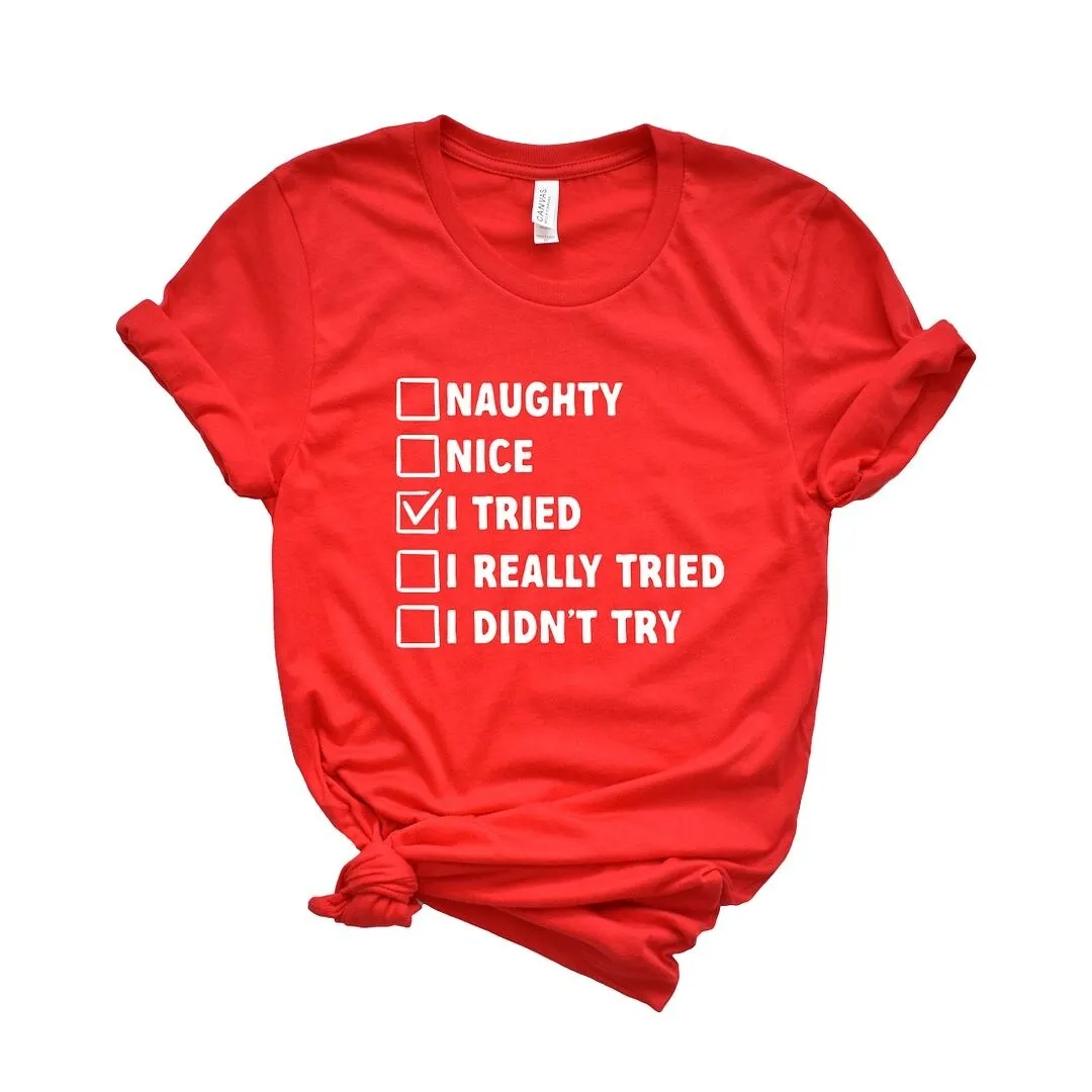 I Tried Nice List Short Sleeve Crewnneck Tee sold by Zulily product image thumbnail 2