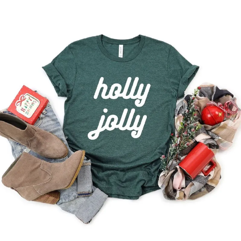 Holly Jolly Bold Cursive Short Sleeve Crewnneck Tee sold by Zulily