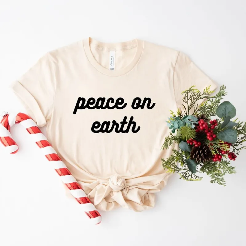 Peace On Earth Bold Cursive Short Sleeve Crewnneck Tee sold by Zulily
