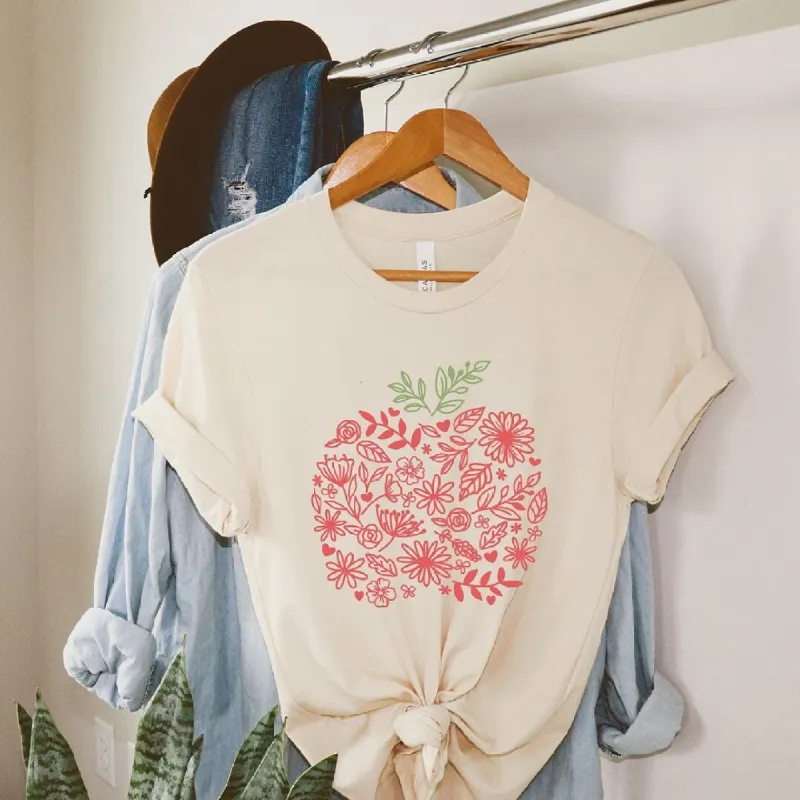 Colorful Flower Apple Short Sleeve Crewnneck Tee sold by Zulily