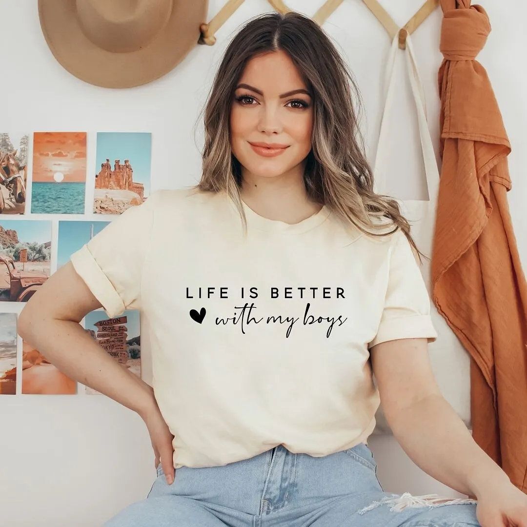 Life is Better with My Boys Heart Short Sleeve Crewnneck Tee sold by Zulily product image thumbnail 3