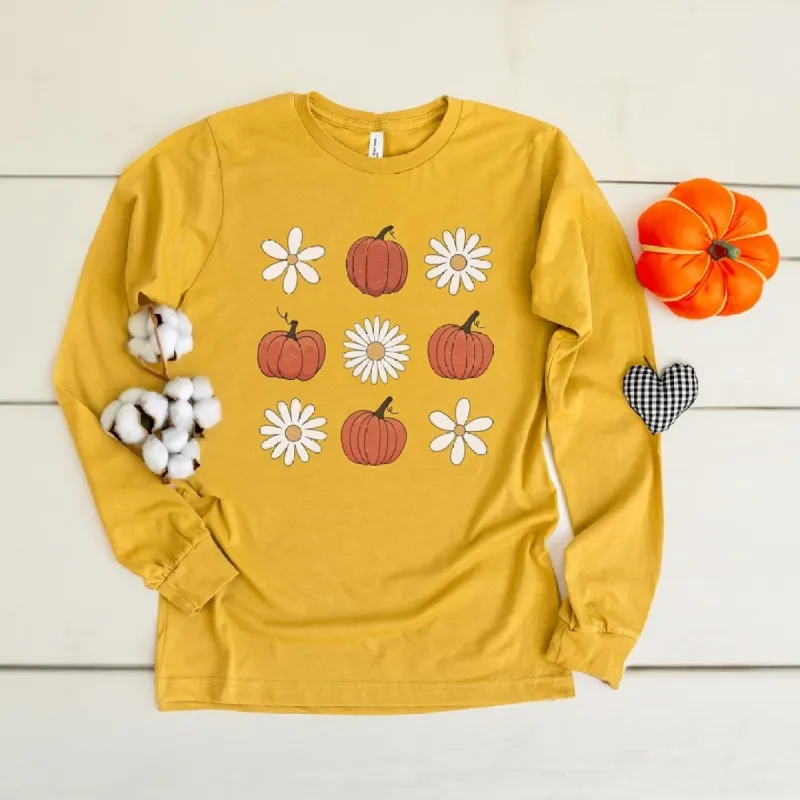Pumpkin Daisy Checkered Long Sleeve Tee sold by Zulily