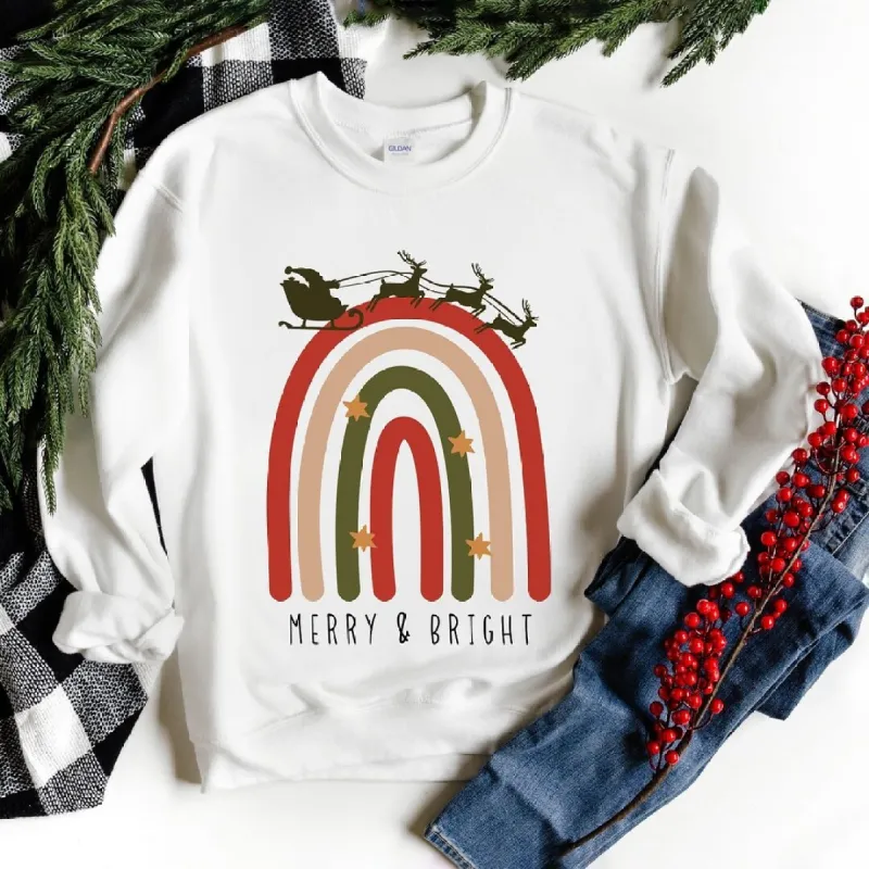 Boho Merry And Bright Rainbow Graphic Sweatshirt sold by Zulily