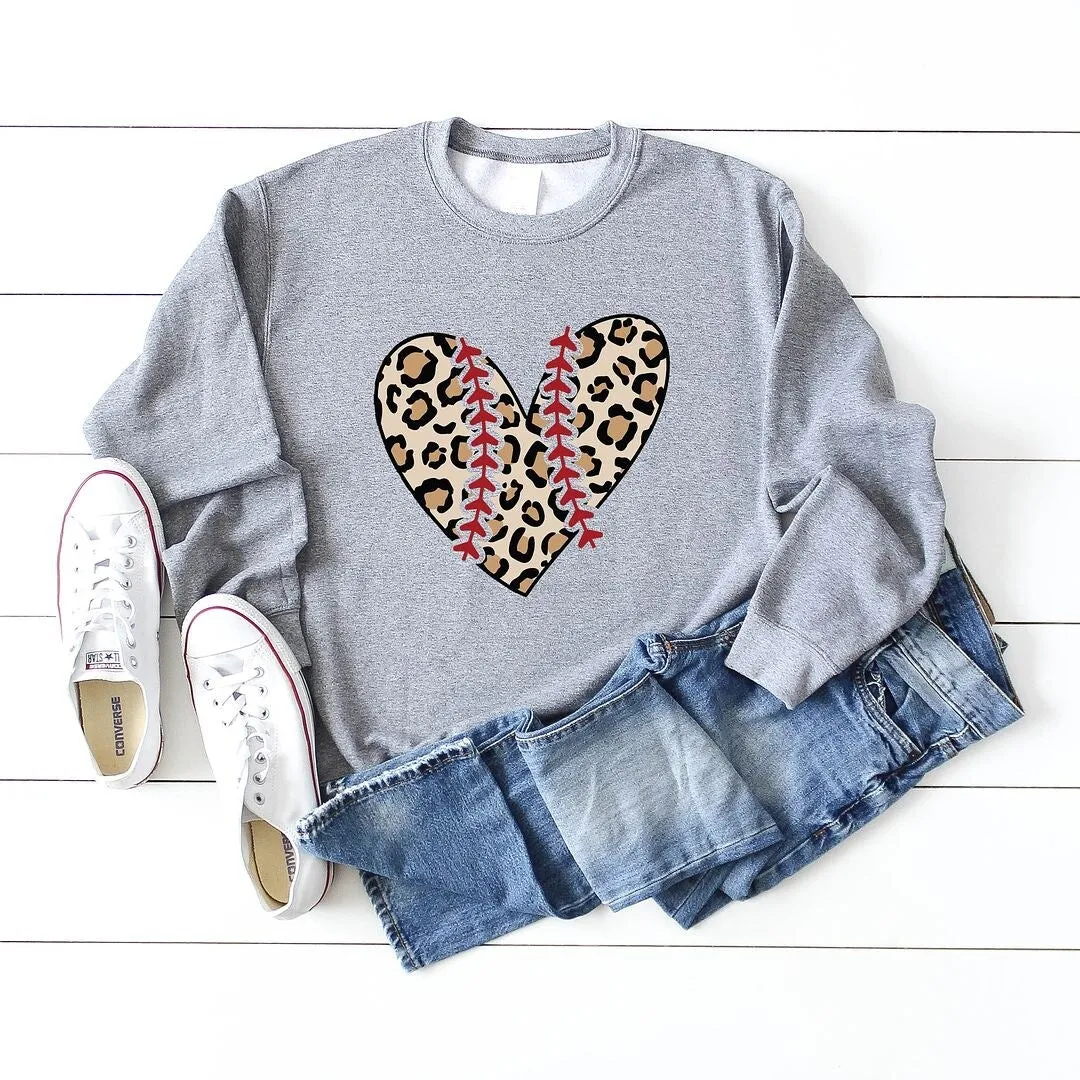 Leopard Baseball Heart Graphic Sweatshirt sold by Zulily