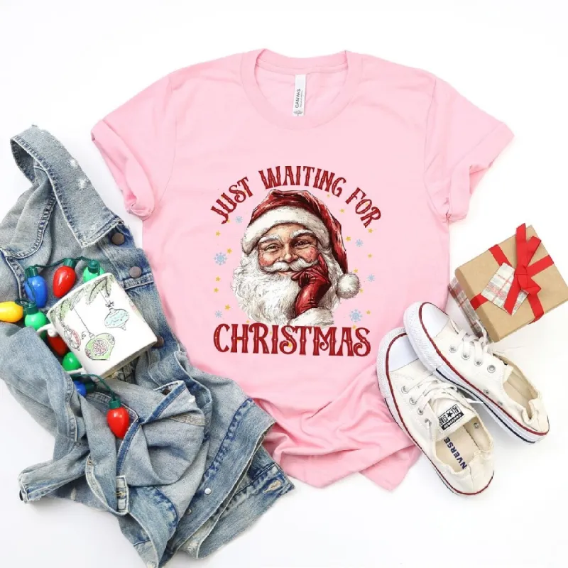 Just Waiting For Christmas Santa Short Sleeve Crewnneck Tee made by Zulily