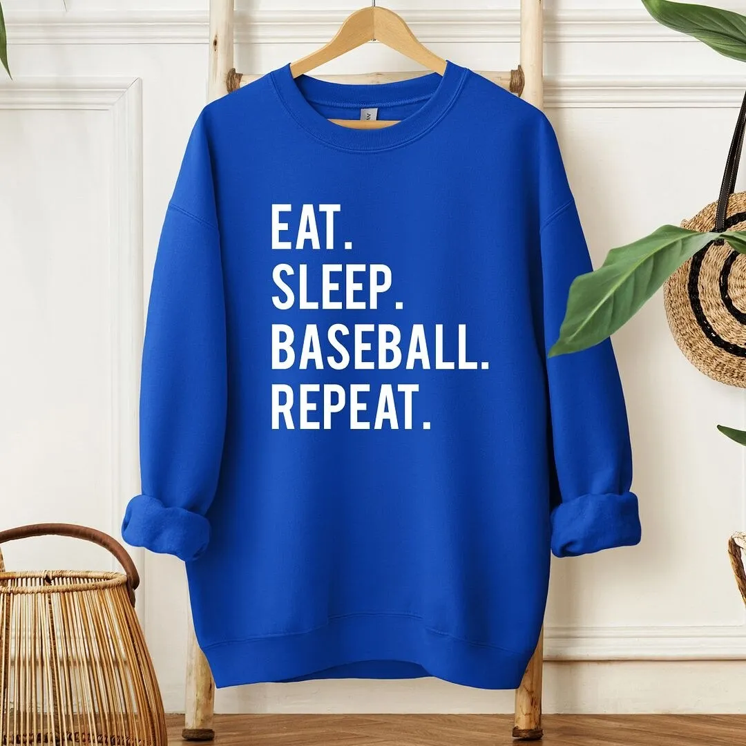 Eat Sleep Baseball Repeat Graphic Sweatshirt sold by Zulily