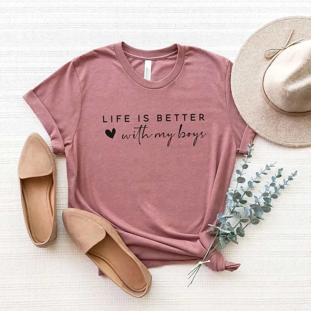 Life is Better with My Boys Heart Short Sleeve Crewnneck Tee sold by Zulily