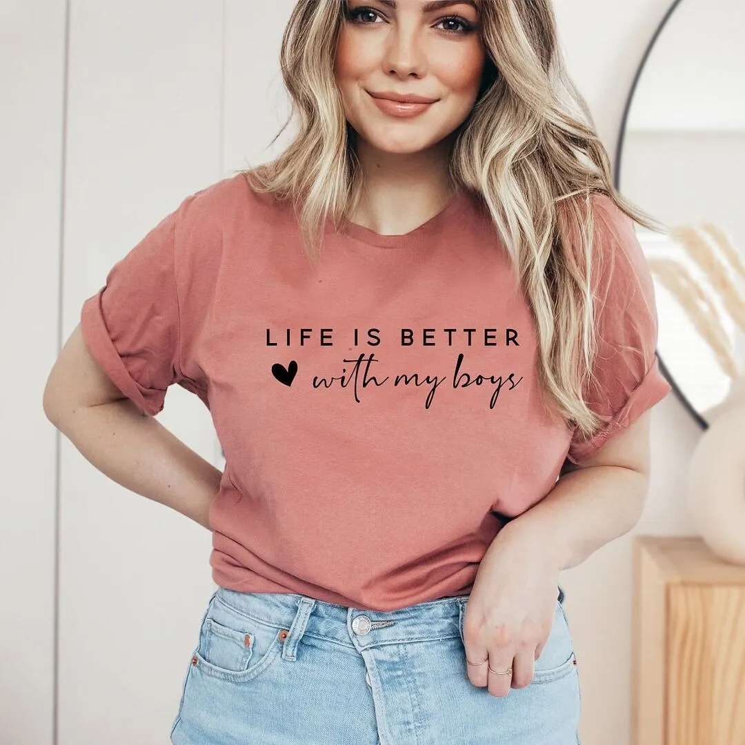 Life is Better with My Boys Heart Short Sleeve Crewnneck Tee sold by Zulily product image thumbnail 3