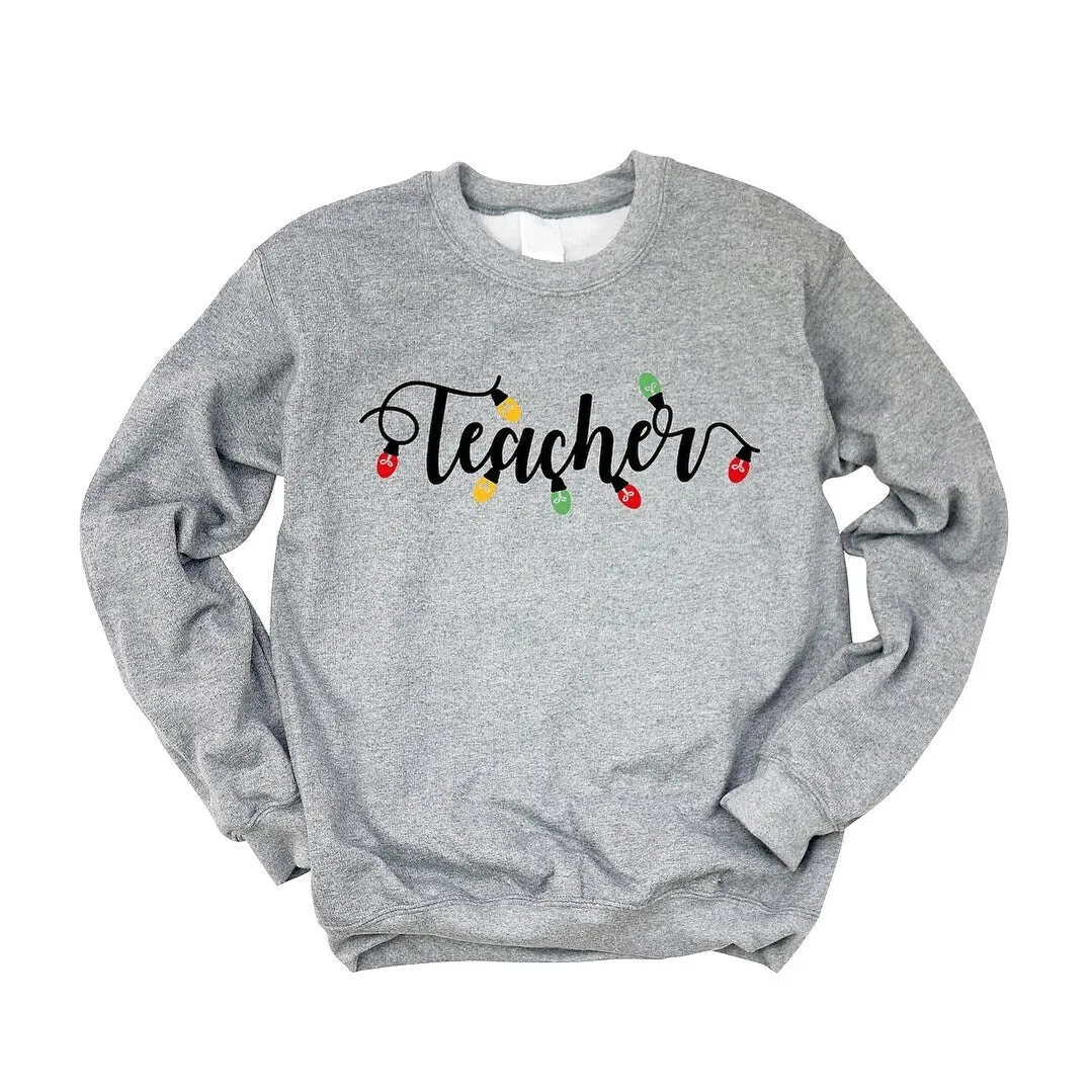 Teacher Christmas Lights Graphic Sweatshirt sold by Zulily product image thumbnail 2